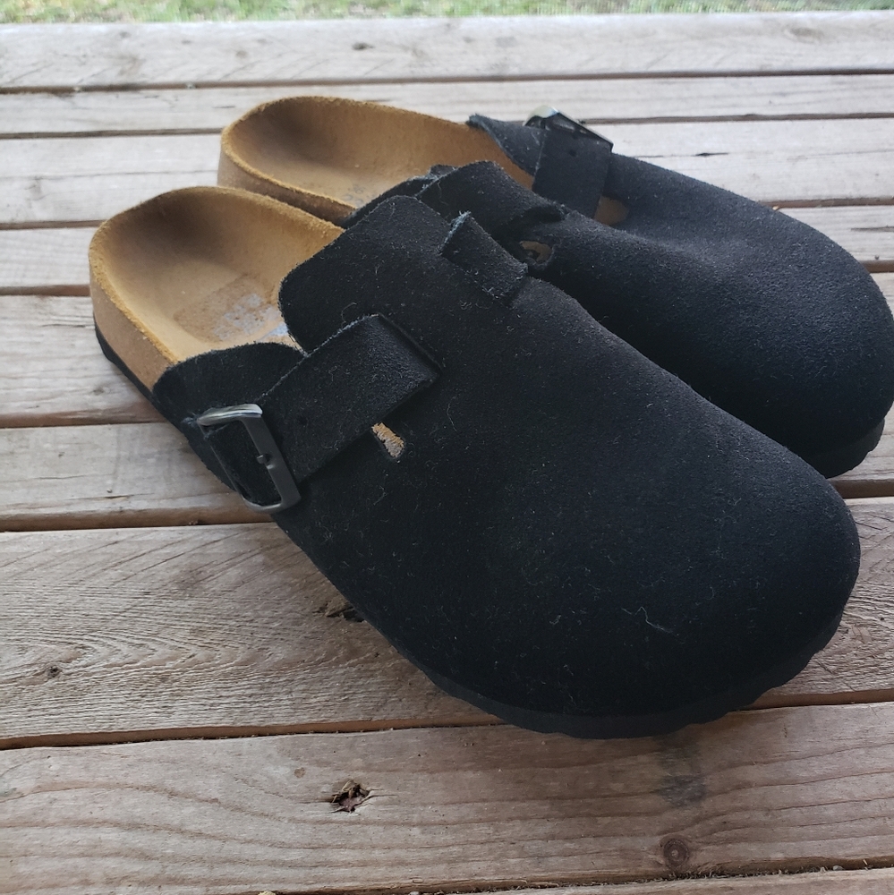 Black suede Birkenstock Betula clogs size 36/US womens 5.5